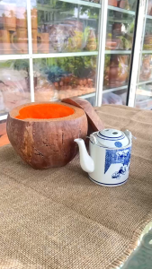 [TẶNG KÈM ẤM] Bình Ủ Ấm Trà Trái Dừa Giữ Nhiệt Cao Cấp Màu Thô Nguyên Thủy Trang Trí Bàn Trà Quà Tặng Sang Trọng 800ml