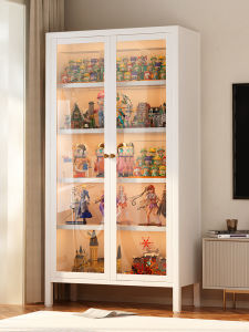 Steel Frame Glass Display Cabinet Toy Model Showcase Home Storage Rack Dustproof Shelf for Blocks And Figures Presentation