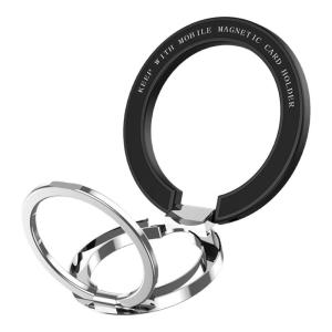 RQZN | Dual-axis Magsafe Magnetic Ring Phone Stand with Foldable Design and Metal Magnetic Circle for Multi-functional Car Support and Rotatable Desktop Use