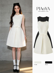 PIAOYA | Sleeveless Waist-Cinching Elegant A-Line Black Sheath Dress