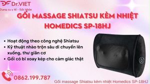 Gối massage Shiatsu kèm nhiệt Homedics SP-18HJ