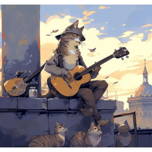 BILIBILI | Acrylic Paint By Numbers Town Artist Cats Painting By Numbers on Canvas Coloring By Number for Adults Paint Digital Art