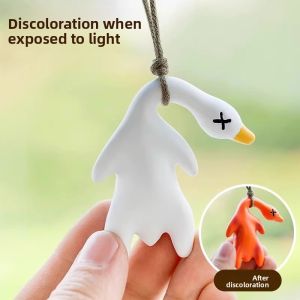 MONLEYTA | Black Tech Creative Toy Roasting Duck Keychain Changes Color Upon Exposure To Ultraviolet Light Funny Prank Hanging Ornament