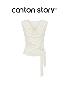 Cantonstory | Áo Hai Dây Nữ Mùa Hè Dáng Ôm Lyocell Linen Màu Mơ