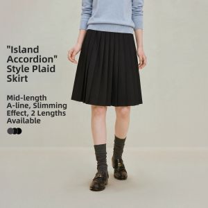 INMAN | Academic Style Pleated High Waist Slimming Skirt