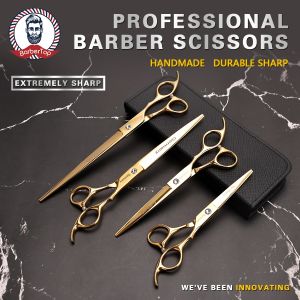 BarberTop Ready Stock Gold 6/7/8/9 Inch Hairdressing Scissor Germany Imported High-Quality Salon Flat Cuts
