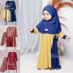 Gamis Laneeka Terbaru Lebaran FREE JILBAB | set hijab anak Zhavira Jersey Usia 2 3 4 5 6 Tahun