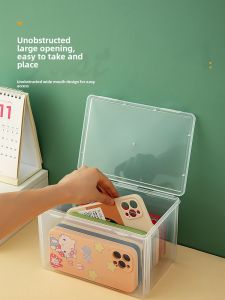 Acrylic Plastic Rectangular Desktop Storage Box Cover Cosmetic Miscellaneous Items Organizer Transparent Mobile Phone Case Holder
