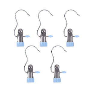 Moda Windproof with Hook Clothes Drying Clips Clothes Drying Hanger Stainless Steel Anti-slip Clip 5pcs