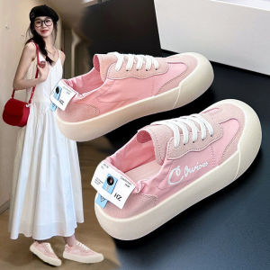 CHAODONG | Pink Breathable Student-Friendly Thick Sole Canvas Shoes