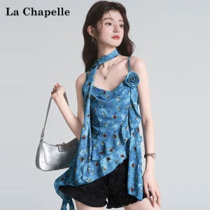 La Chapelle | Ruffled Irregular Floral Design Camisole Top