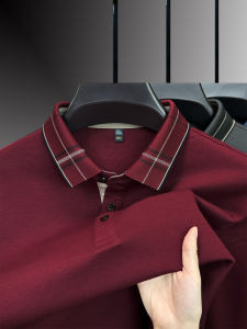 เสื้อโปโลคอปกแขนยาวผ้าโมดอลสำหรับผู้ชาย ทรงหลวม สไตล์ลำลอง ฤดูใบไม้ร่วง สีแดง เสื้อตัวบนสำหรับผู้ชาย วัสดุผสมโมดอล คอตตอน โพลีเอสเตอร์ ยืดหยุ่น