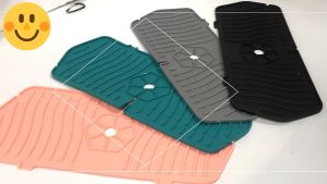 Silicone Sink Faucet Mat for Kitchen Sink Splash Guard Water Catcher Mat Countertop Protection Rubber Drying Pad