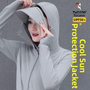 Ice Silk Womens Summer New 2026 Breathable Thin Outdoor Versatile Short Outerwear UV Protection Clothing TUCANO Woodpecker