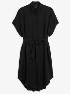 Nunu E Station MK Autumn Casual Loose Collar Short Sleeve Belted Waist Slimming Solid Color Womens Dress Comfortable Fit