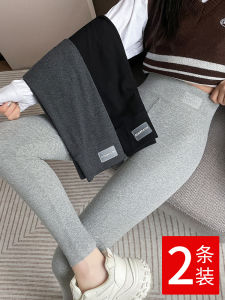 Pure Cotton Leggings Womens Outwear Spring and Autumn Thin High Waist Tight Rib Long Johns Slim Looking Elastic plus Size Cropped Pants