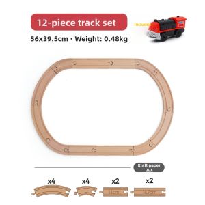 LEKU | Educational Wood Train Track Building Set for Boys and Girls