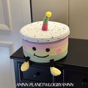 Colorful Cake Storage Basket Cute Cartoon Cotton Rope Woven Basket Living Room Miscellaneous Snacks Storage Basket Fun Doll