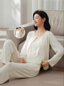 SHI YUE JIE JING | Bộ Đồ Ngủ Cho Bà Bầu và Cho Con Bú Mùa Thu Đông
