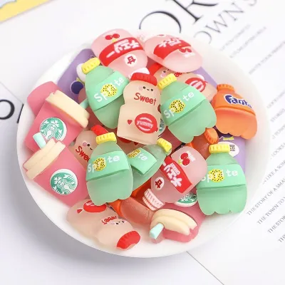 Set 10 Charm DIY Mẫu Thức Ăn Chai Lọ Hộp Sữa Trà Sữa Cute Trang Trí Slime Sổ Tay Bullet Journal