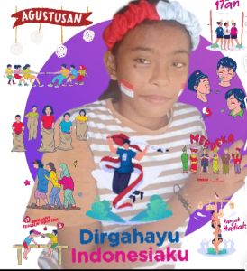 bando merah putih + 5 PC stiker pipi bendera merah putih