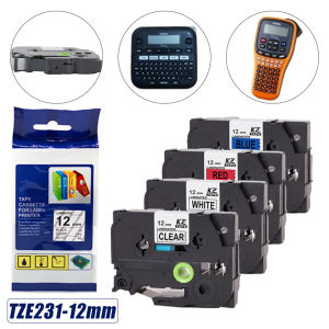 Label Tape Brother Compatible TZE-231 12mm 8m TZe231 631 334 PT-H110 D210 Putih / Transparan / Merah / Biru