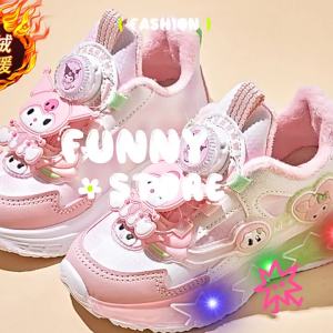 KUOBURENSHENG | Non-slip Soled Glow in the Dark Rotating Buckle Mesh Breathable Soft Bottom Girls Sports Shoes