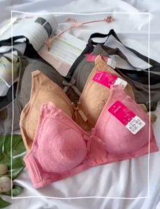 Bra Wireless Plus Size 34-48 BC Cup Thin Sponge Floral Lace Full Cup Baju Dalam Wanita Tanpa Dawai Bra Nipis