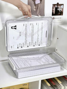 Transparent Acrylic Office Document Storage Box A4  Paper File Organizer Rack Desktop Storage Box Dustproof Waterproof