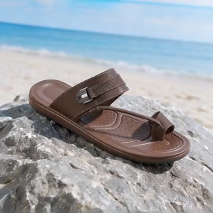 Mens Stylish Toe Loop Sandals Metal Buckle Outdoor Beach Slides