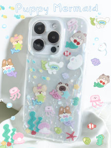 BlueLife Dog Mermaid Design Phone Case for  14 pro Max Dual Layer Shell Pattern Craft Original Mobile Phone Cover Protection