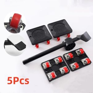 New 5Pcs Heavy Duty Furniture Lifter Furniture Moving Transport Roller Set Lifter Transport Tool Furniture Mover Roller Wheel