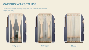 80/90/100/120CM Summer Lace Door Curtain No Punching Magic Tape Extendable Rod Bedroom Partition Mosquito Proof Home Use Four Seasons Double 