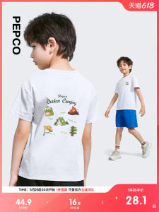 Pure Cotton Half Sleeve Boys T-Shirt Summer Children White Top New 2025 Big Kids Casual round Neck Short Sleeve PEPCO