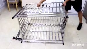 Dog Cage Stainless Steel Large Pet Cage with Tray & Silent Wheels Suitable for Large Dogs