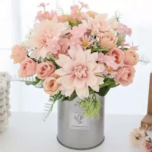 Artificial Flowers Dahlia Little Roses Combination Wedding Wreath Festival Accessories Home Room Dining Table Decora Yard Gifts