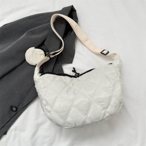 Fashionable Dumpling Shaped Shoulder Crossbody Bag for Women Pure Color Korean Style Soft PU Leather Casual Handbag