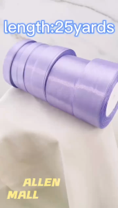 Allen Mall- Lavender Satin Ribbon Multi-size x Continuous 25 Yards for Bows Bouquet Gift Wrapping Wedding Decorations Etc.