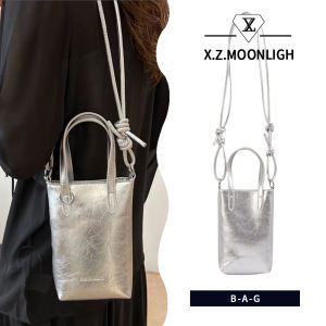 【Free Key Chain on Purchase】X.Z.MOONLIGH Simple and Fashionable Mini Handheld Square Bag Summer Korean Style Trendy Cross-Body Mobile Phone Bag