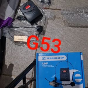 G53 SENHEISER MIC WIRELESS UHF SINGLE HEADSET BANDO KLIP CLIP ON MIK WIRELESS CHARGER MIKROPON CAS M
