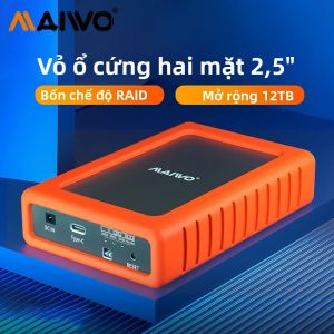 Vỏ Ổ Cứng RAID Kép MAIWO Cho Ổ cứng/SSD 2.5 Inch Vỏ Ngoài Với Cổng Type C Chất Liệu Nhôm