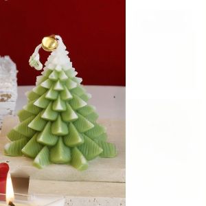 1pc Handmade Christmas Tree Soy Wax Candle with Bell Decor - 6 Hours Long Lasting  for Xmas Party Home Decor & Holiday Gift
