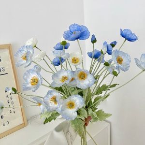 ดอกไม้เทียม Blue Iceland Poppy ดอกไม้ผ้าไหมระดับไฮเอนด์ ดอกไม้ตกแต่งห้องนั่งเล่น ดอกไม้ตกแต่ง ดอกไม้เทียม ดอกไม้สด ดอกไม้สด ดอกไม้สด
