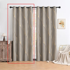 1panel 100% Blackout Hot Stamping Wave Pattern Perforated Curtain Window Curtains for Living Room Hotel Bedrooms Grommet Top