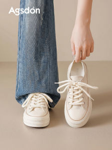 Agsdon | Trendy Summer Chunky Platform White Canvas Shoes