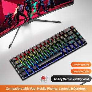 NexusClick K68 60% Layout Red Switch Wired Mechanical KeyboardRGB Light Ergonomic Curved Keycaps Hot Swap Optional for PC Gamer