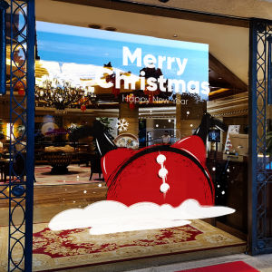 Christmas Decoration Scene Atmosphere Window Paper-Cut Decoration Layout Static Sticker Holiday Santa Claus Window Stickers Showcase Glass Stickers