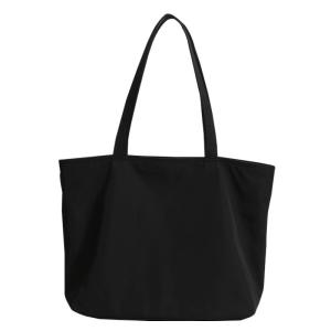 Large Capacity Oxford Cloth Tote Bag Black Canvas Shoulder Bag Zipper Waterproof Handbag Women Commuter Bag Casual Style