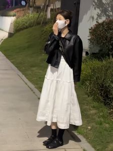 แจ็คเก็ตหนังสั้นสีดำ แจ็คเก็ตผู้หญิง แจ็คเก็ต PU 2024 แจ็คเก็ตสไตล์ฮ่องกง แจ็คเก็ตสไตล์อเมริกันย้อนยุค แจ็คเก็ตสำหรับผู้หญิงไซส์เล็ก