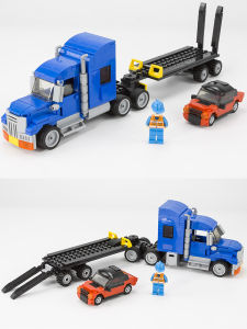 Domestic Building Blocks Semi-trailer Truck Engineering Flatbed Helicopter Towing Trailer Educational Assembly Toys JIE-STAR